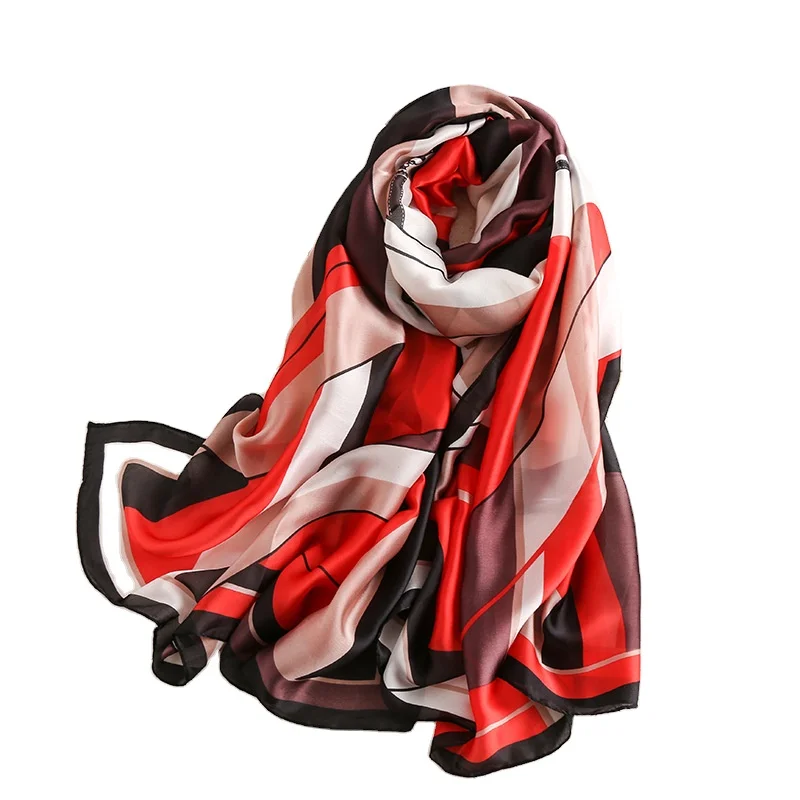 2021 Spring Summer New Silk Printed Silk Scarf Women Korean Fashion Gift Scarf Seaside Sunscreen Shawl