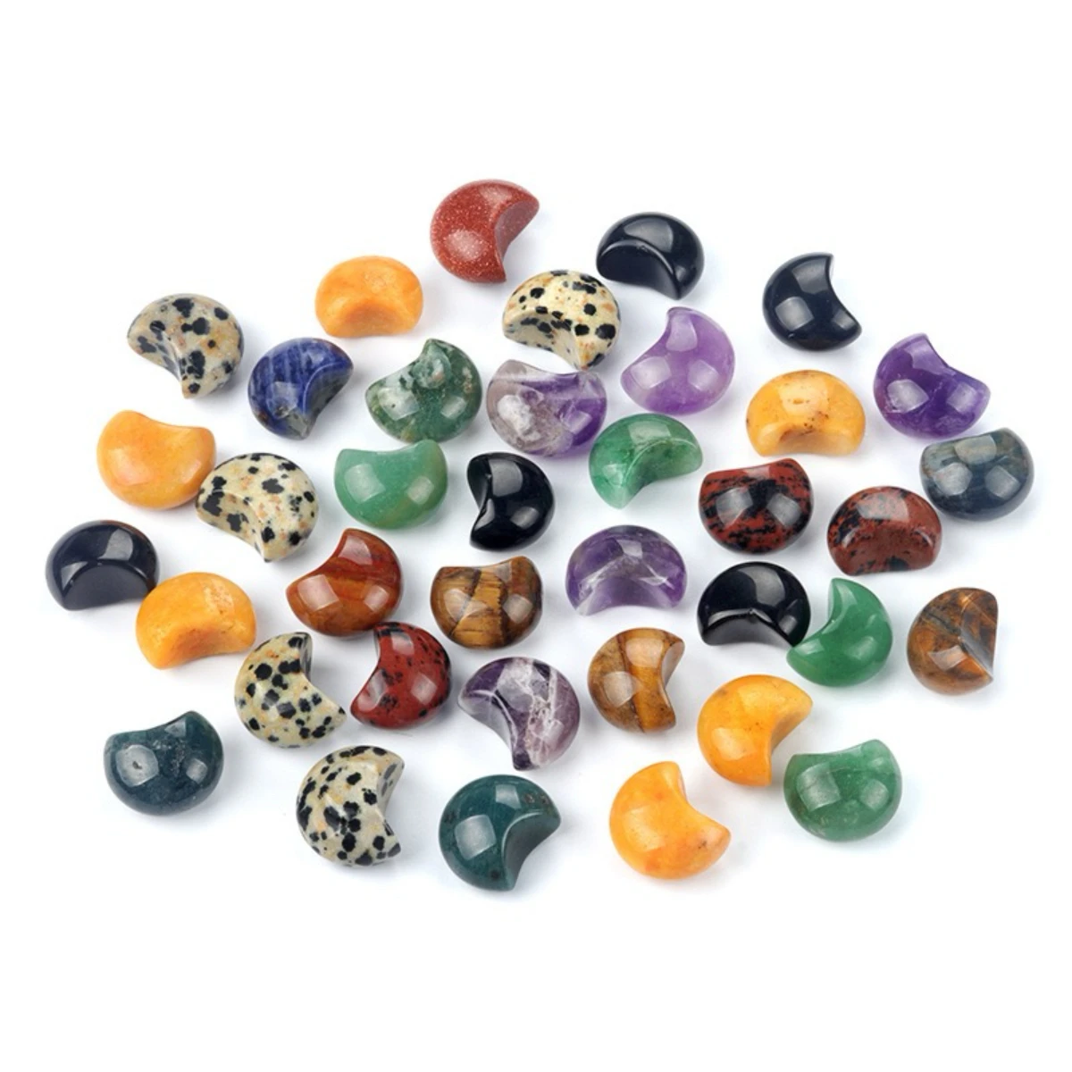 Wholesale Natural Crystal Moons Crystal Crafts Moon Moss Agate Gemstone Moons For Gift