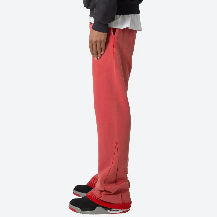 OEM wholesale custom high quality cotton trackpants drawstring vintage distressed acid washed flared sweatpants men