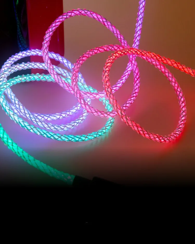 Colorful LED Shining 5Pin 8Pin 24Pin Flowing Light USB3.0 Data PD Charge RGB Cable USB A USB C to Micro Lighting Type-C