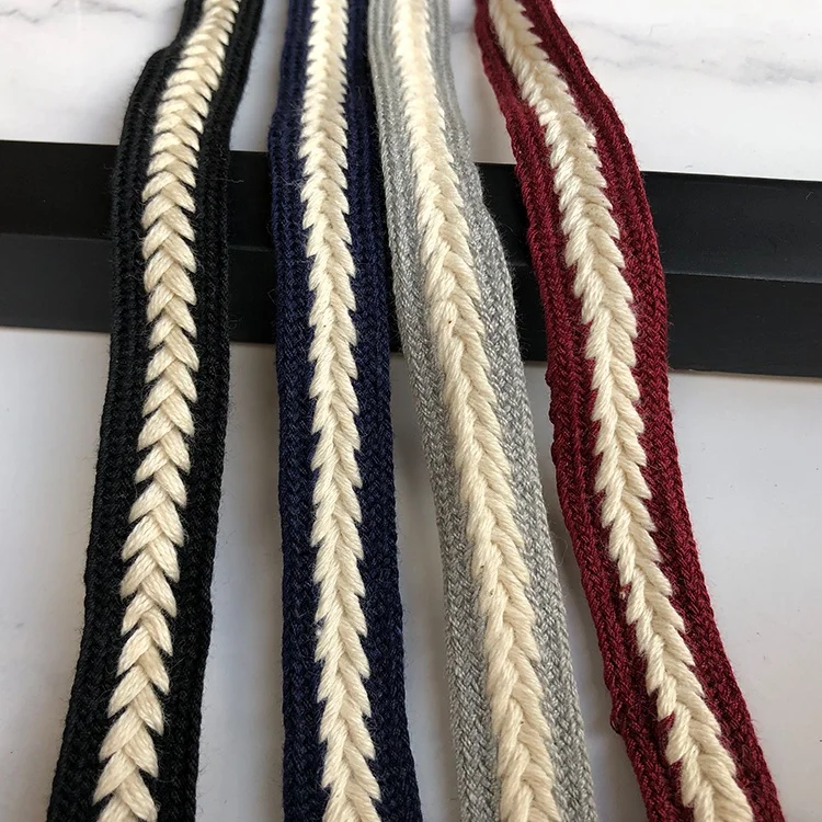 Hot Sale Polyester Tassel Metallic Ribbon Narrow Woven Tape Ribbon for Clothes