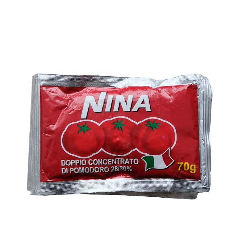 Plastic Pouch  70 g Tomato paste  sachet ketchup  in bag concentration 28-30%