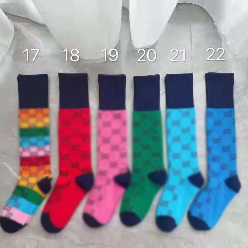 Fashion designer socks famous brand women glitter thigh high gg socks double g socks in the box