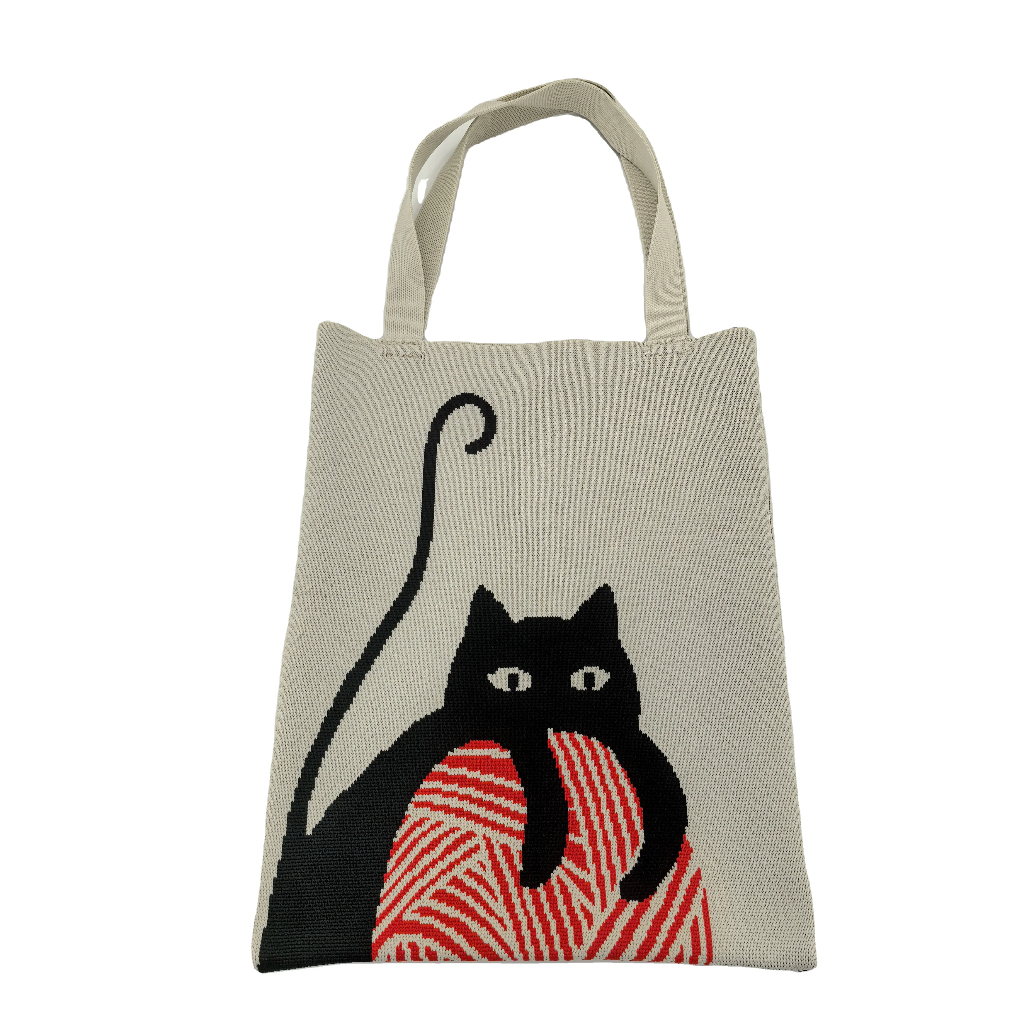 Luxury European American Style Single Shoulder Tote Bag New Design Winter Cotton Knit Woven Handbag for Ladies Large Capacity