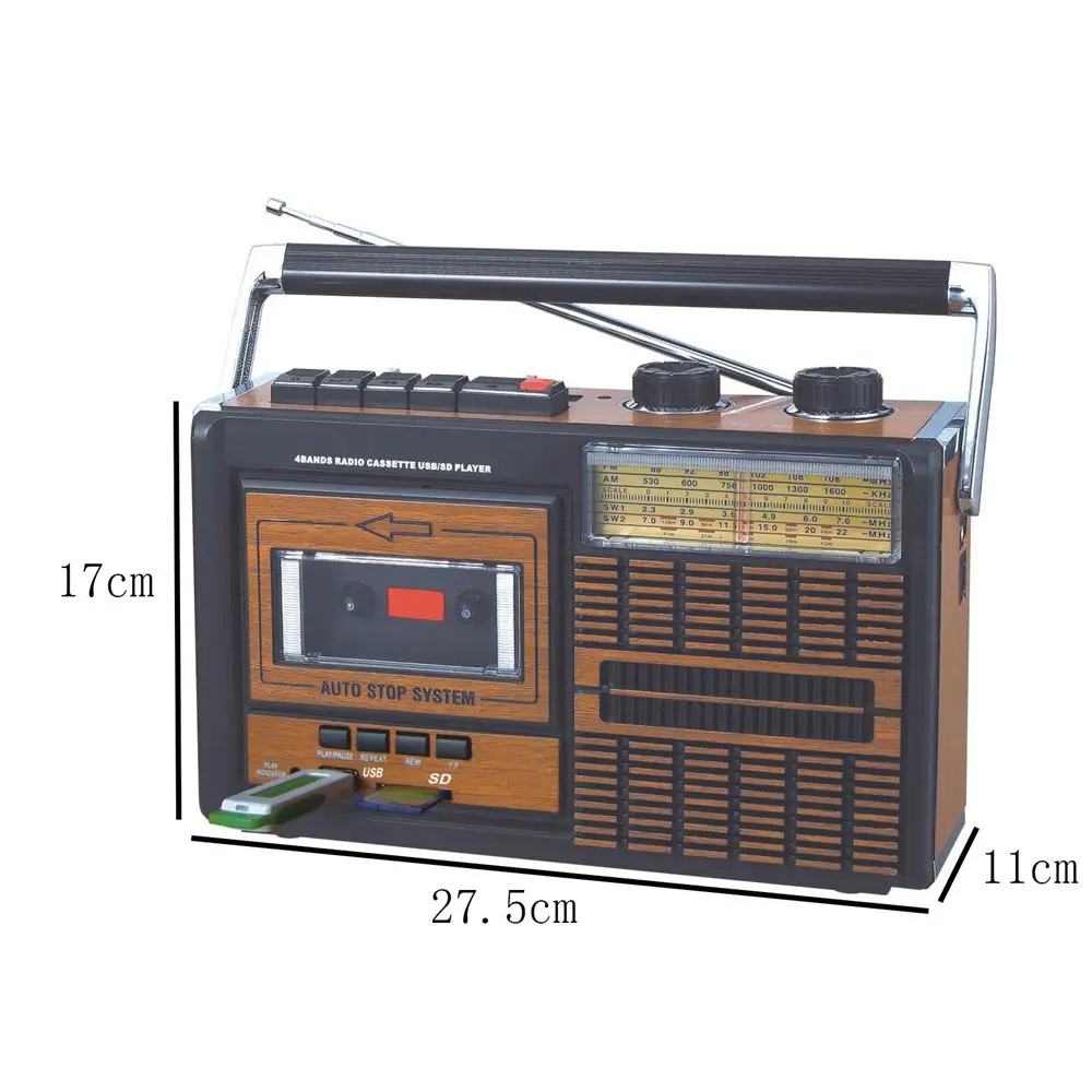 Knstar FP-319U cheap am fm sw 4 bands radio with cassette recorder player