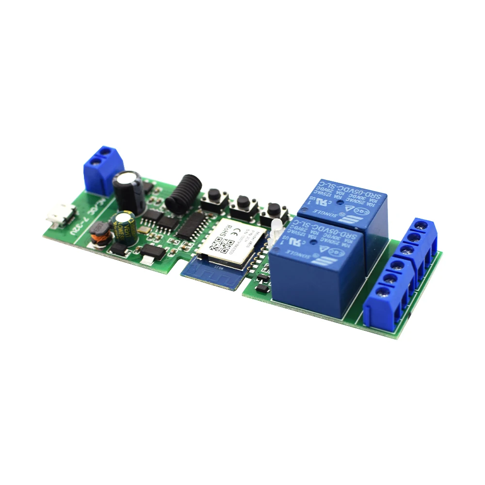 Wireless Relay Module 2CH Tuya Wifi RF Switch Module USB 7-32V Smart Home Automation Module APP Remote Control Works with Alexa