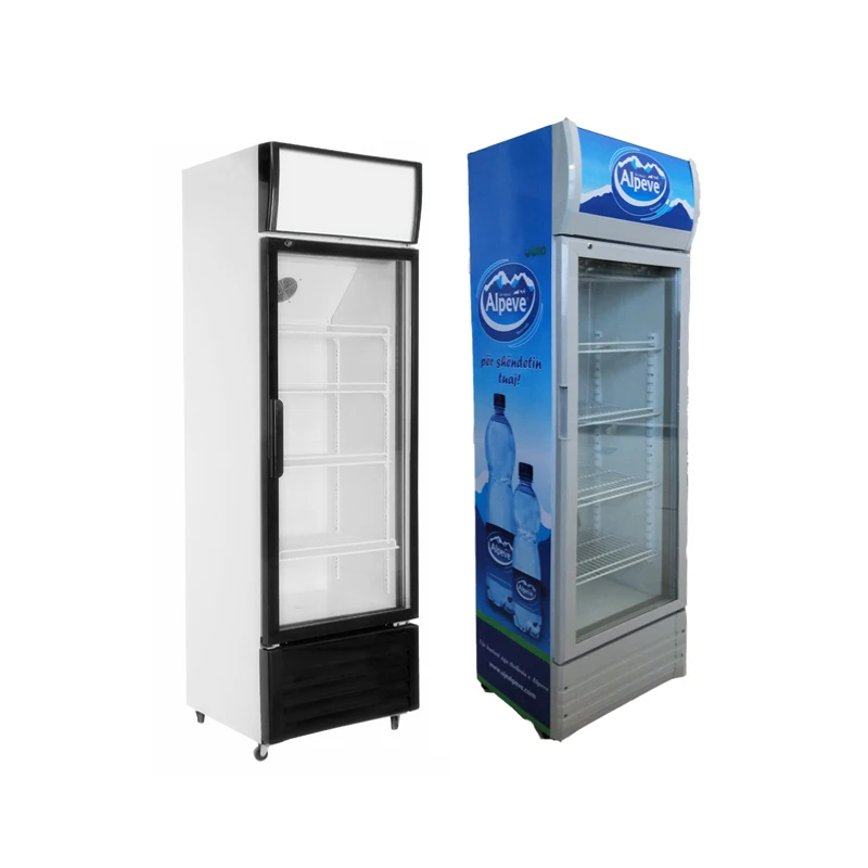 Commercial vertical glass door refrigerator single door milk cooler freezer
