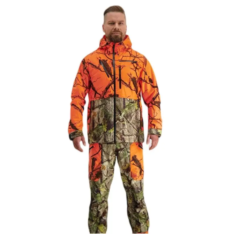 High Quality Hunting Suit for Men Orange Camo Hunting Jacket and Pants