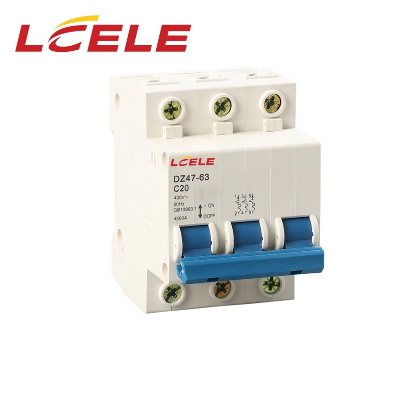 A60 Ac Dc mini DZ47-63 1P 2P 3P 4P 240/450V MCB Air Switch Upgrade 1 Pole 20 AMP A60-DPN thermal Miniature Circuit Breaker