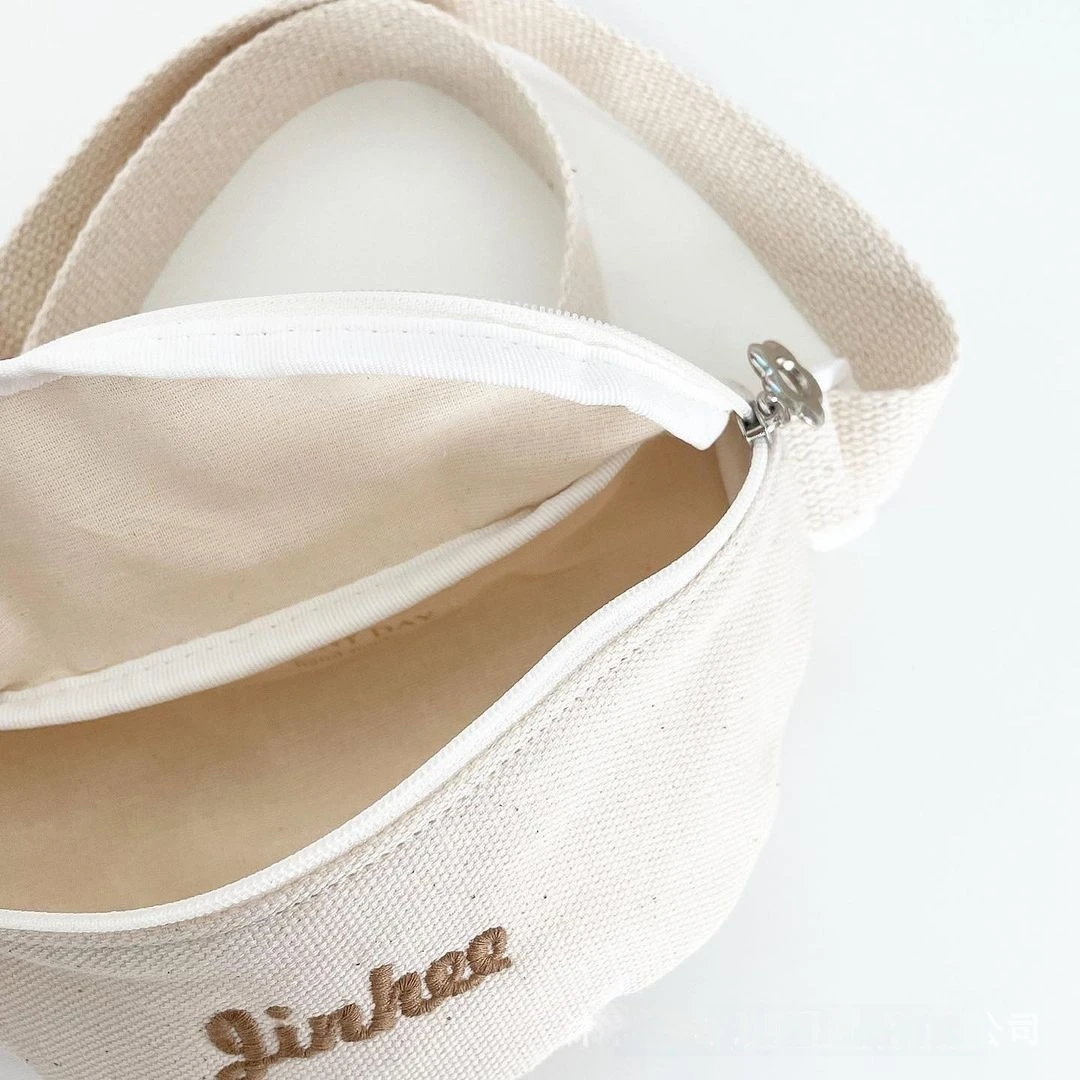 chinese factories Personalized embroidery name cotton chest bag girl kids cross body bags baby boy bag waist kids fanny pack