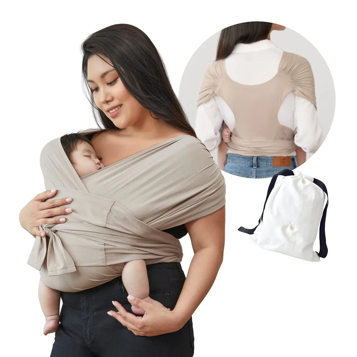 Aoyatex Custom One Size Fit All Hands-free Cotton Infant Baby Sling Wrap Carrier Ergonomic Wraps Baby Carrier Newborn To Toddler