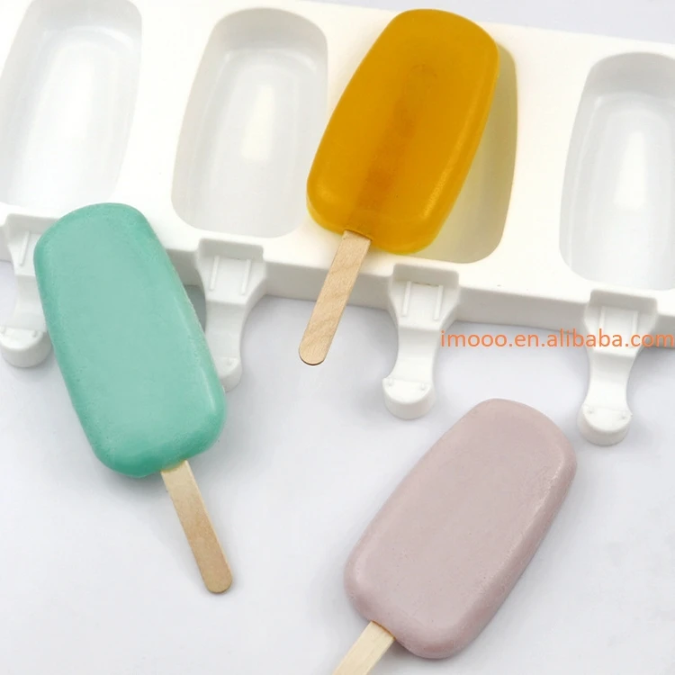 Factory Price Silicone Ice Cream Mold 4 Oval DIY Popsicle Mold OEM Design Creative Kitchen Tools Ice Cream Makers