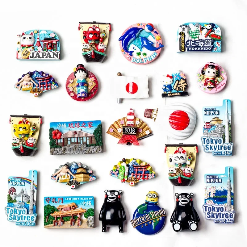 Wholesale 3D/2D Japan Tourist Souvenirs Customized Resin Fridge Magnets Acrylic Refrigerator Magnet For Hot-Sale Home decoration