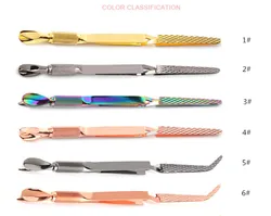 Double Heads Nail Tools Manicure Cuticle Pusher Stainless Steel Poly Gel Nail Tips Tweezers Clip Phototherapy Extended Clip