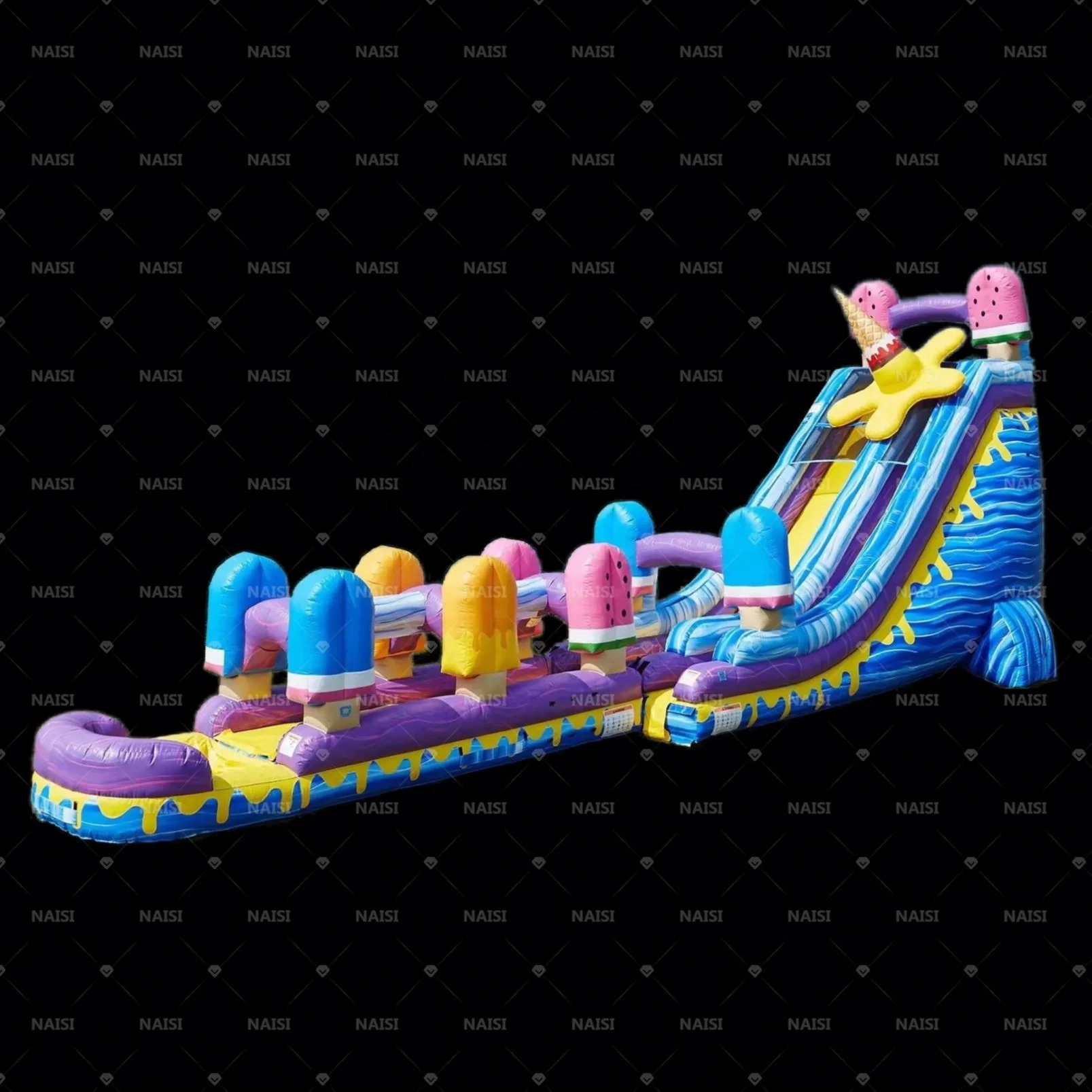 Ice cream inflatable slides tobogan inflable de agua commercial water slide with detachable pool