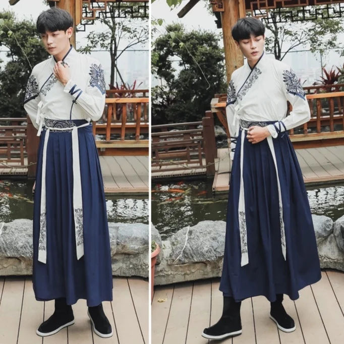 Традиционное китайское платье Hanfu, старинная вышивка, китайское ханьфу для мужчин и женщин