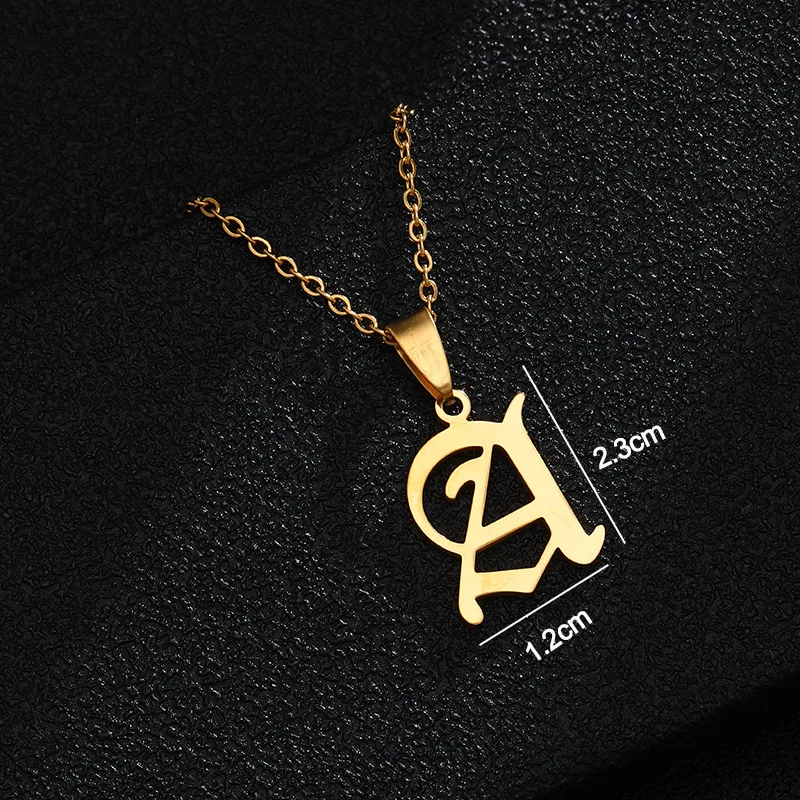 No Fade Initial Jewelry Curb Cuban Link Chain Customized Name Old English Font 26 Capitalized Letter necklace For Women Men