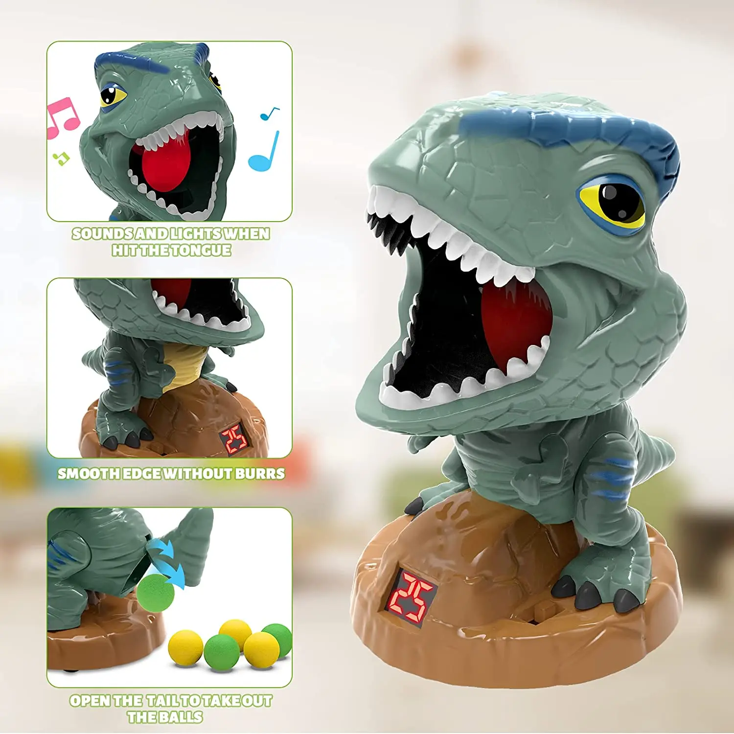 Game dinosaur sound shooting 12 EVA foam balls shoot gun shooting hunting with scoring