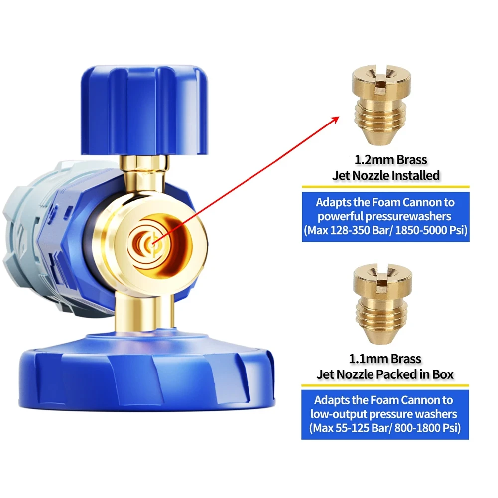 1L Snow Foam Gun,1/4 Inch Male Dispenser, Brass Core Nozzle, Foam Maker Mesh,for Karcher Bosch Lavor parkside Pressure Washer