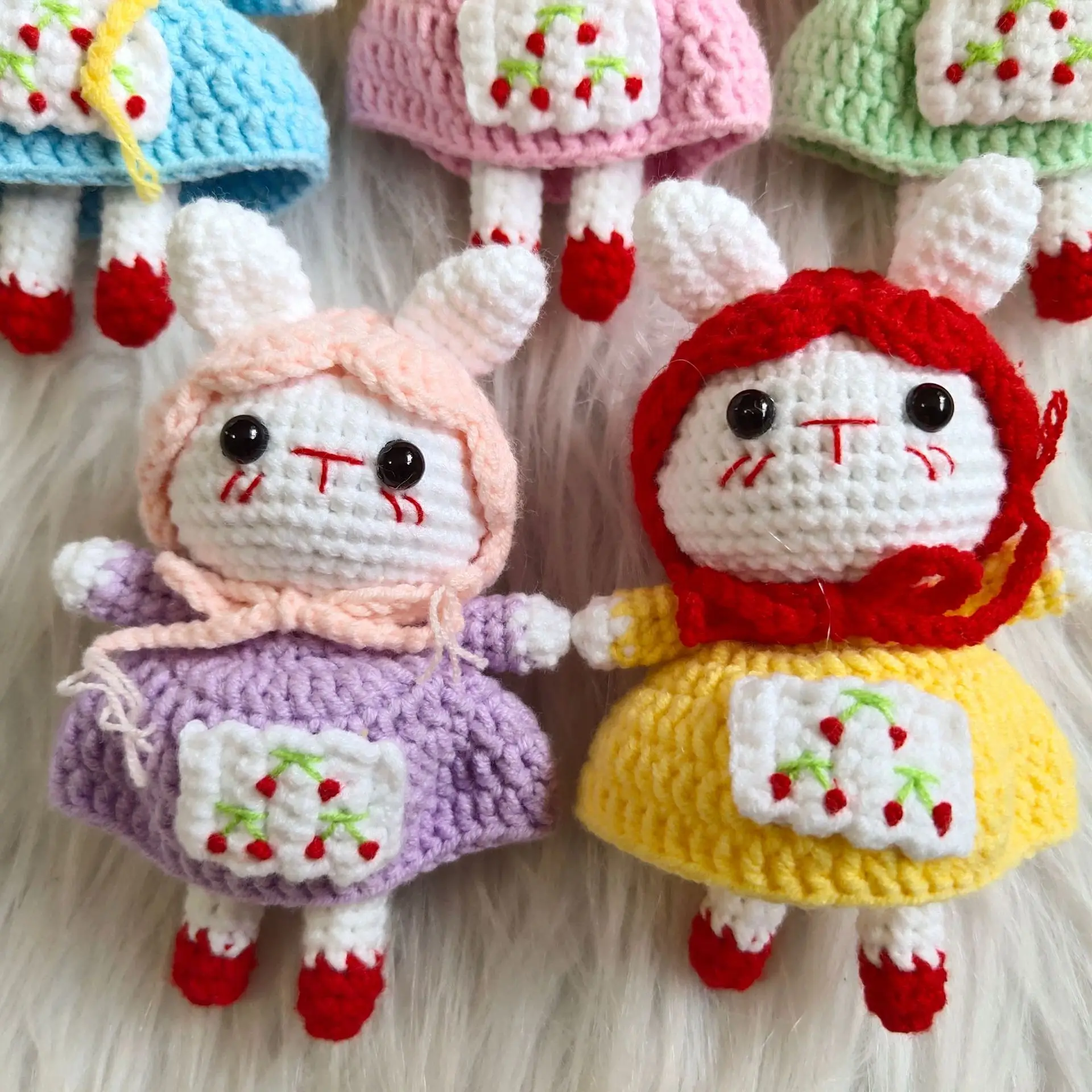 new products 2024 pure handmade crochet knitted countryside rabbit doll pendant bag accessories keychain toys accessories
