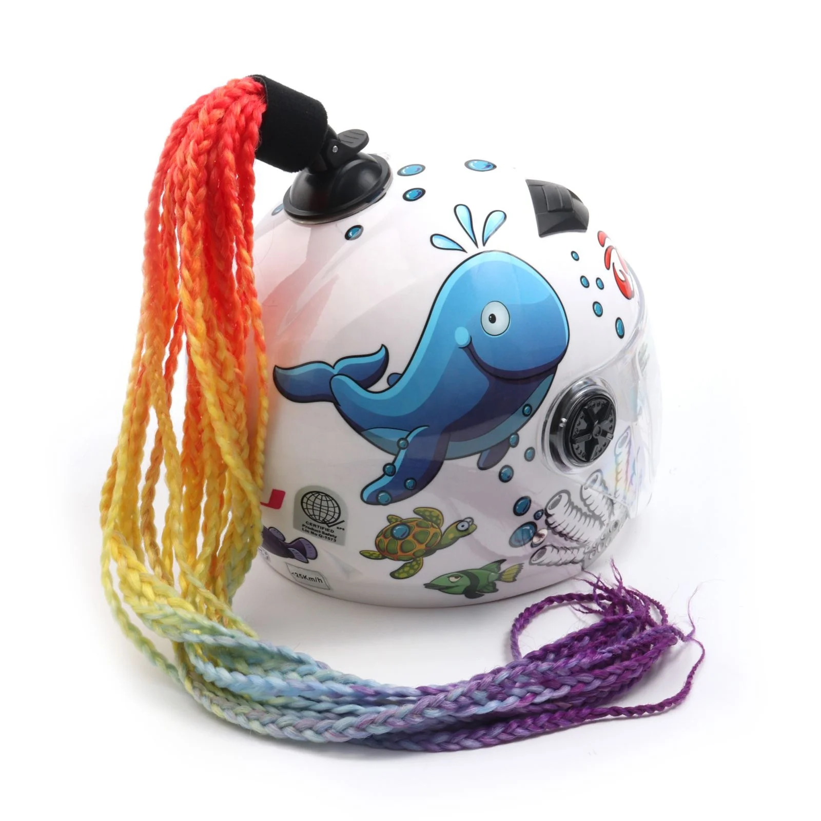 Helmet Ponytail Pigtails Twist Braid Hair Wig Punk Style Suction Cup for Motorcycle Motocross Off Road Decoration Riding Cycling