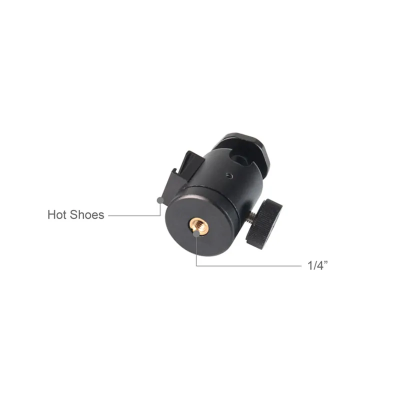 360 Degree Rotating 1/4' Screw Mini Ball Head Tripod Cold Shoe Mount Hot Shoe Adapter Photo Studio Accessories for DSLR Camera