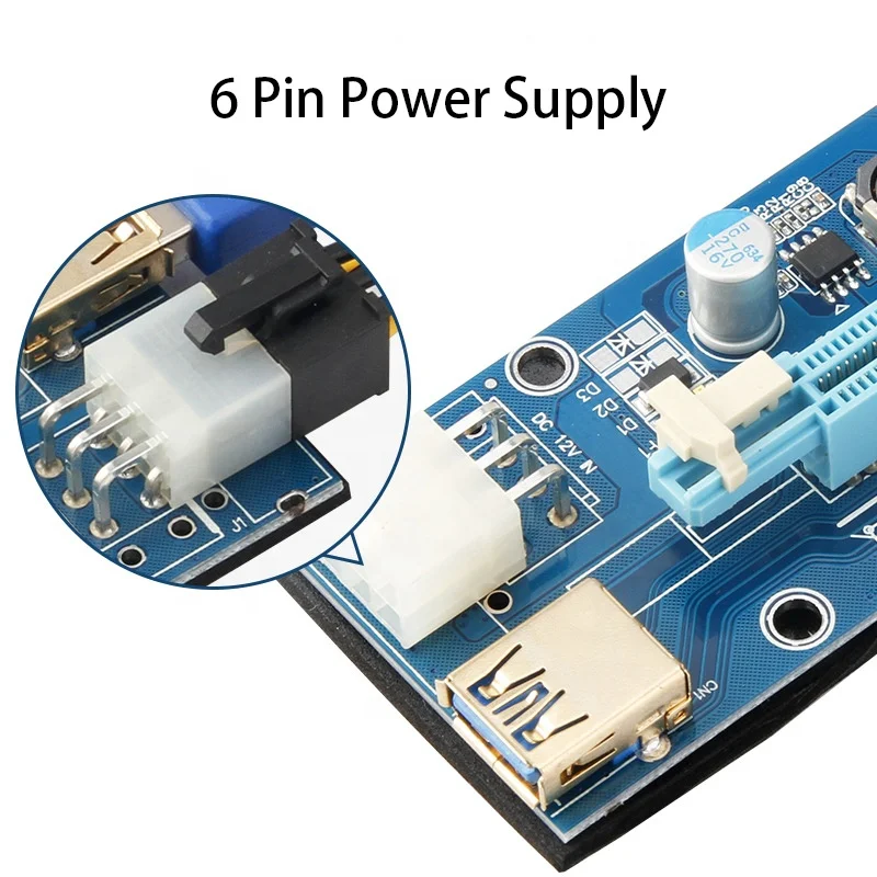 Популярная Райзер-карта Ver 009s Pcie 1x до 16x Pci-e Райзер 60 см Usb3.0 кабель Gpu Райзер-карта