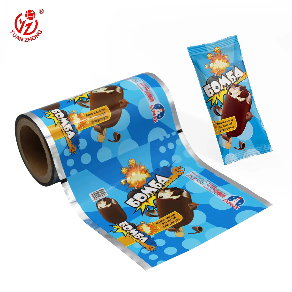 Китайский поставщик, индивидуальная печать, автоматическая упаковка, гибкая пищевая упаковка, рулон материалов, запас пластиковой пленки для мороженого