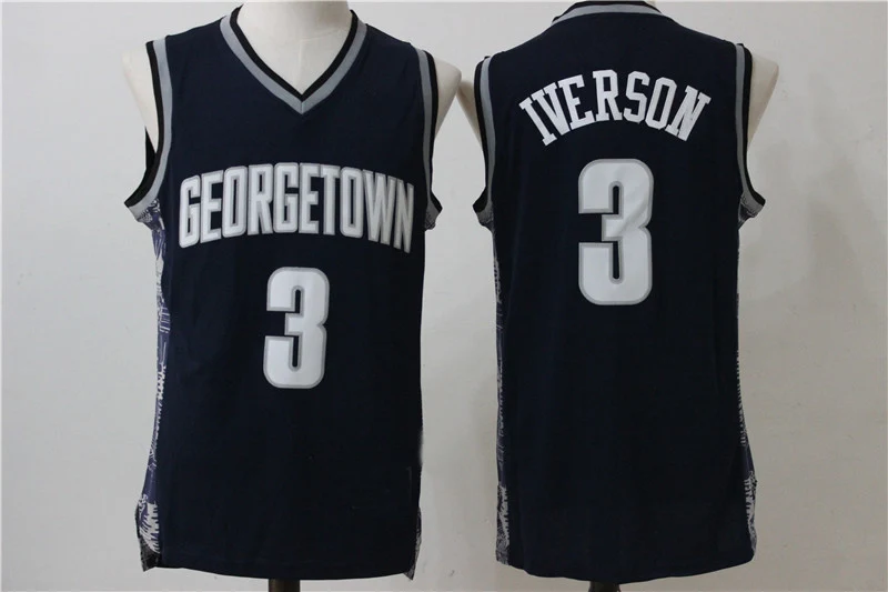 
Iverson black and white basketball jerseys, Iverson No. 3 Hoyas jerseys, Iverson Georgetown University basketball jerseys 