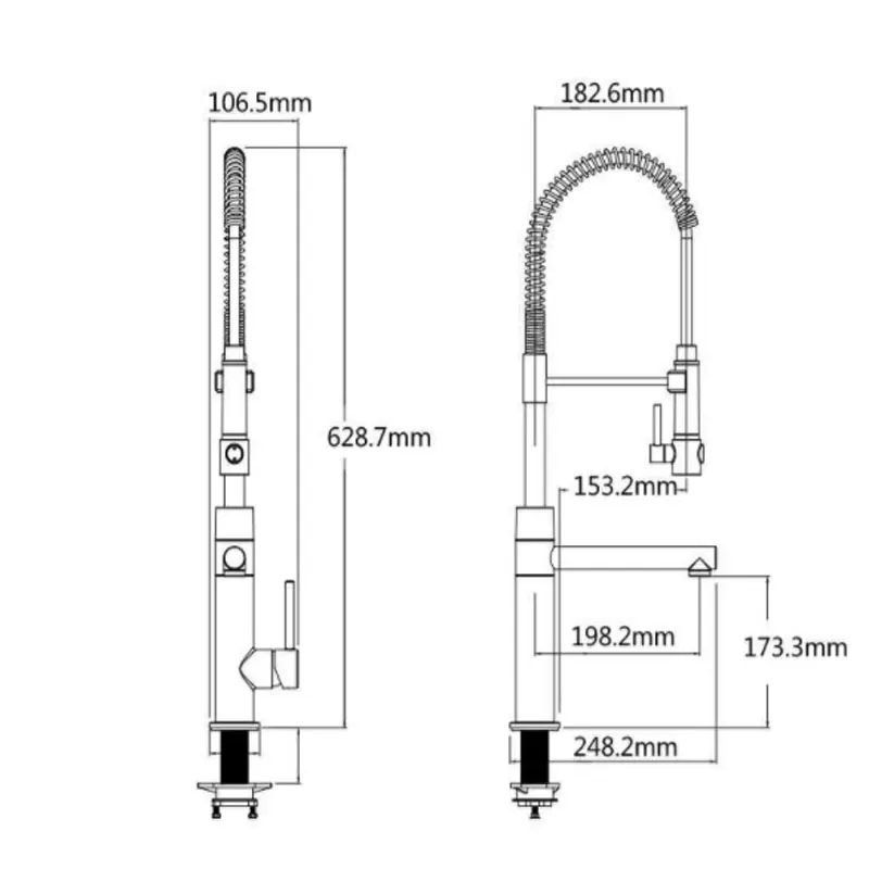 Contemporary 3 way Pull Down Apron Front Kitchen Sinks Faucet Goose Neck Spring Taps Kitchen Sink Taps