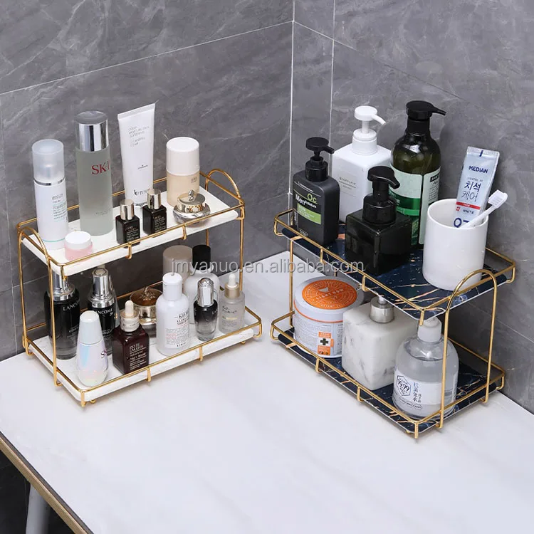 2 Tier  Rectangle Stand Bathroom Desktop Cosmetic Storage Organizer Countertop Dresser Wire Rack