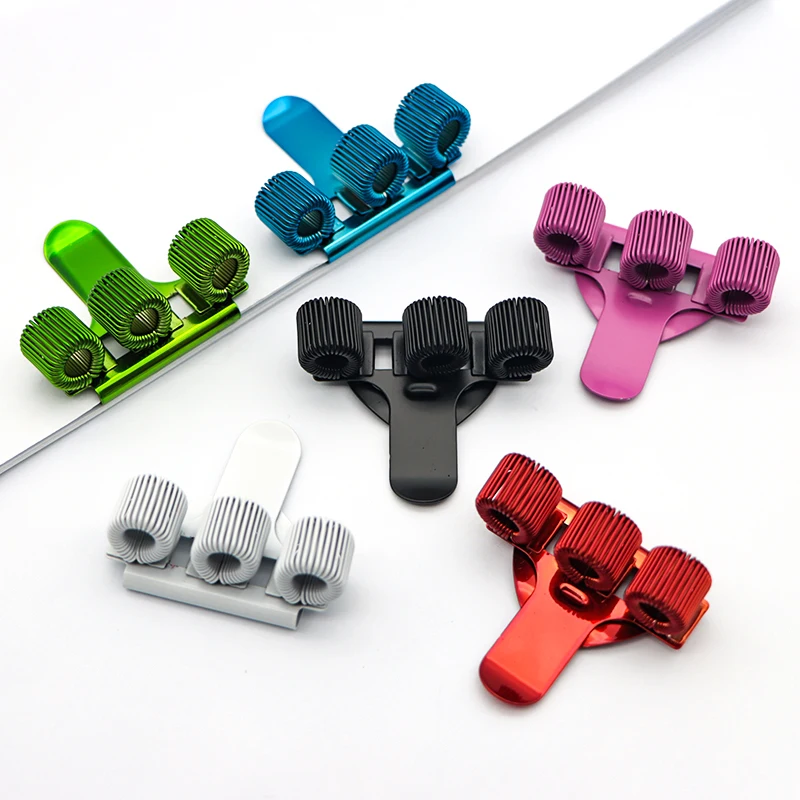 Colorful Steel Triple Metal Pen Holder with Pocket Clip Spring Loop Notebooks and Clipboard Holder for Office Use