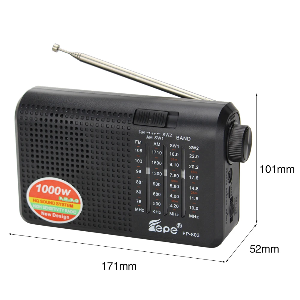 DC charge am fm sw 4 band mini radio portable am fm multiband pure radio with AA battery warehouse FP-803