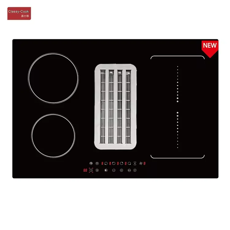 4 burner induction Stove Felix zone Exhaust Hood Integrated cooker downdraft cooker hood