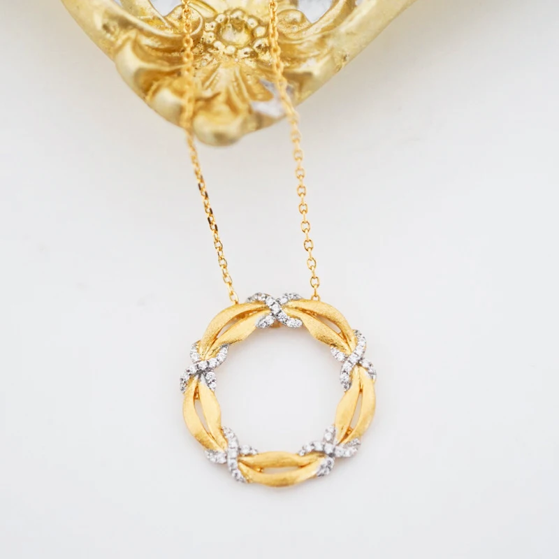 Design Sterling Silver Simple with Diamond Pendant Gold Plated 925 Silver Zircon Round Yellow Charm Pendants Custom Silver 50pcs