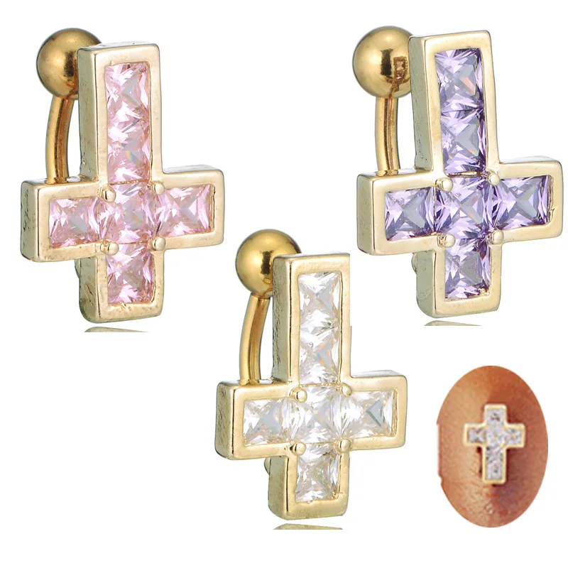 dangly navel ladies cross belly button piercing ring jewelry cross new set non piercing jewelry