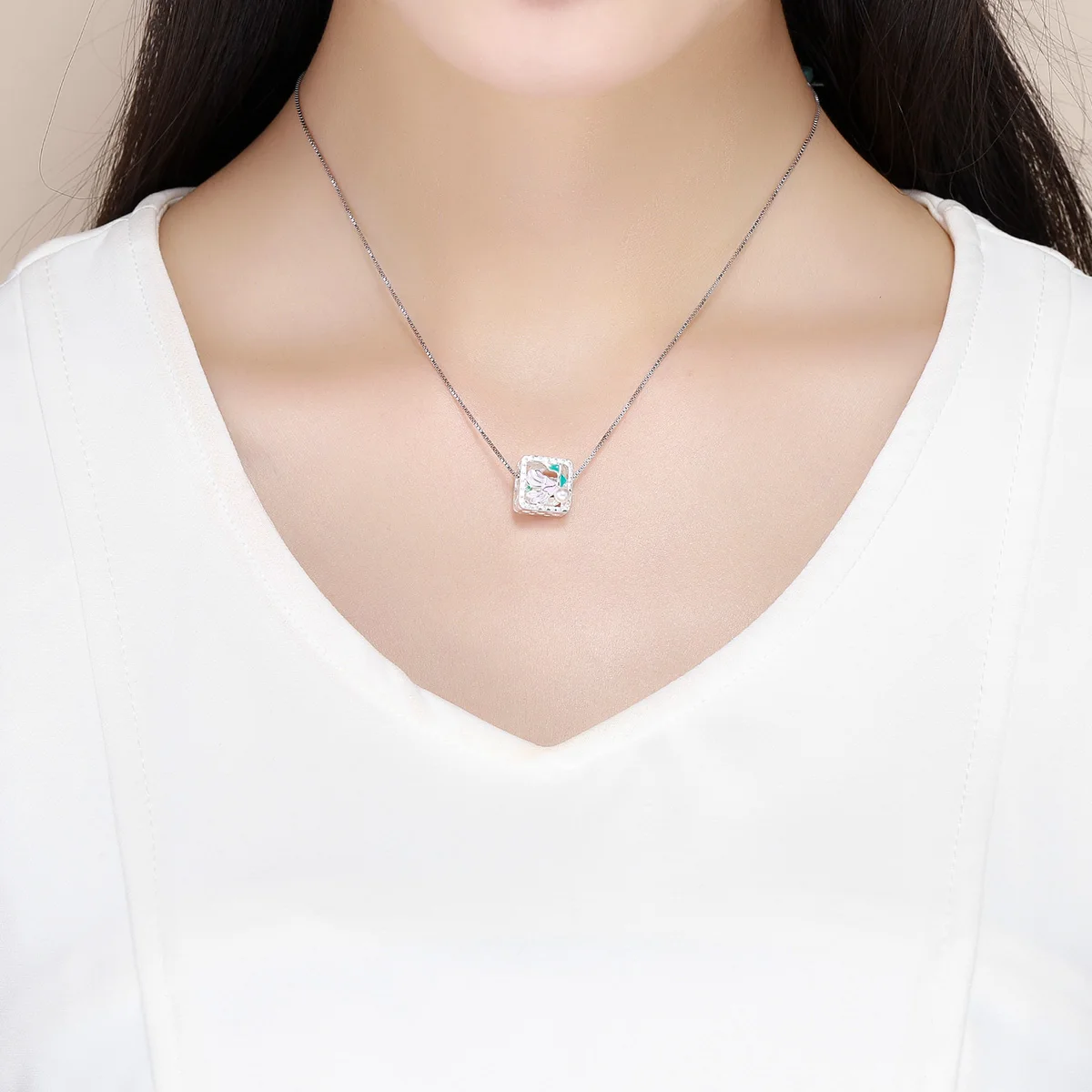 LEICARE Enamel Cute Elf Charm Pendant 925 Sterling Silver Fashion Square Charm Spacer Bead for DIY Jewelry Making