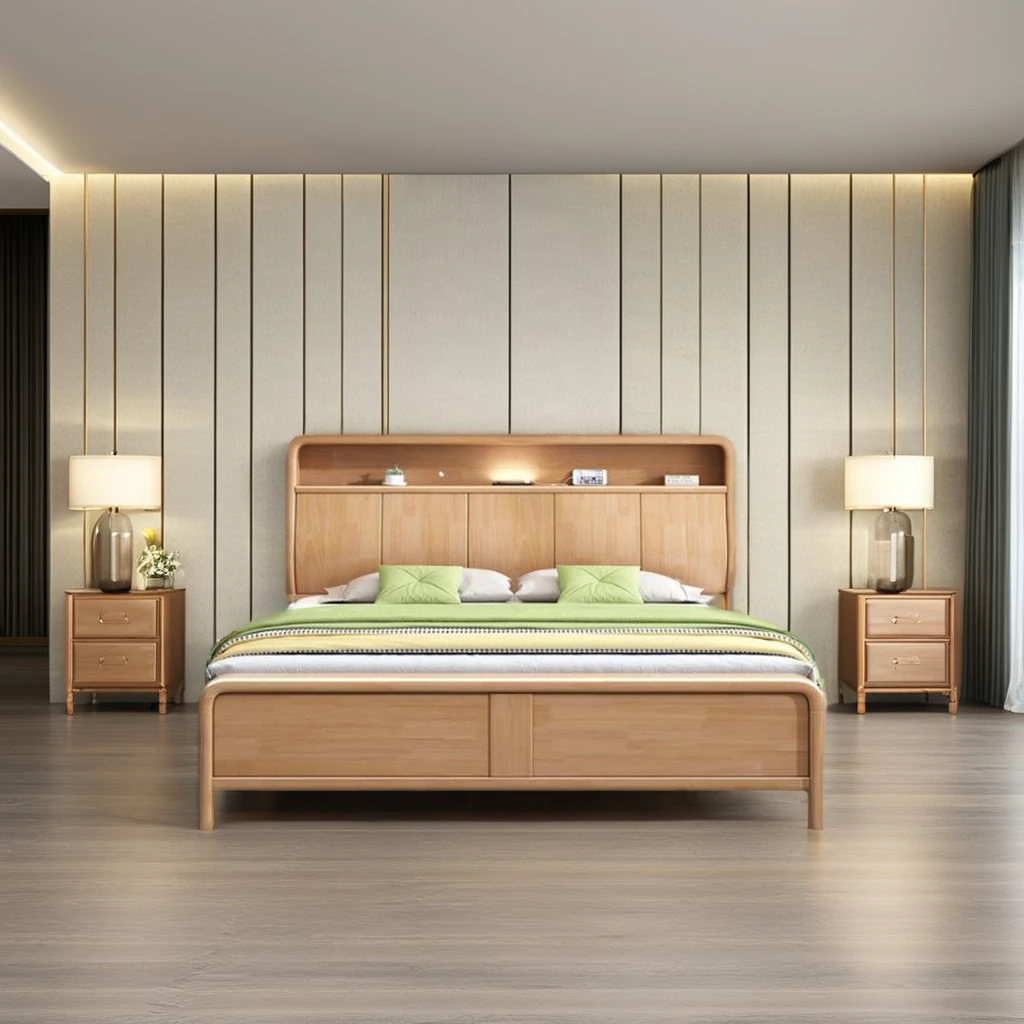 Custom Modern Design Solid Pine Wood King Size Bed Comfortable High-End Bedroom Furniture solid wood furniture bedroom sets