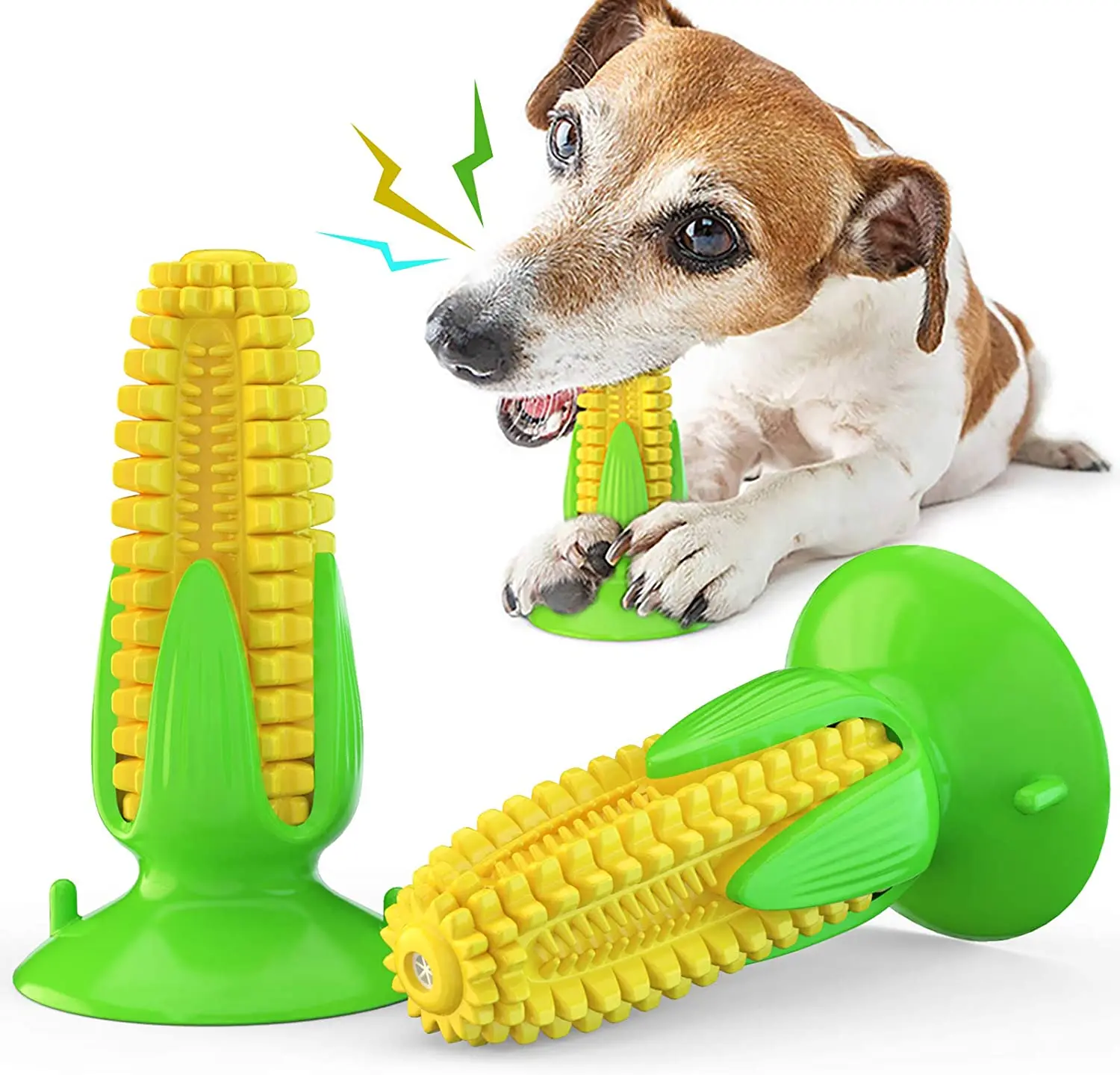 Dog Chew Toys Corn, Squeaky Dog Toys Puppy Toothbrush Teeth Cleaning Toys, Tough Chew Toys for Aggressive Chewers