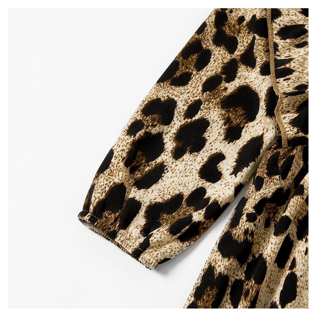 
Summer Mommy and Daughter and Baby Animal Print Outfits Cougar Mom Sleeveless Jumpsuit Baby Romper Sets Printed Girls Baby Girls 