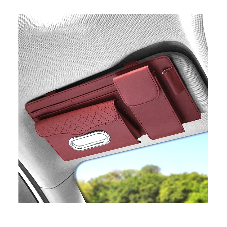 Car Sun Visor Storage Glasses Clip Bag Card Holder Car Sun Visor Tissue Box