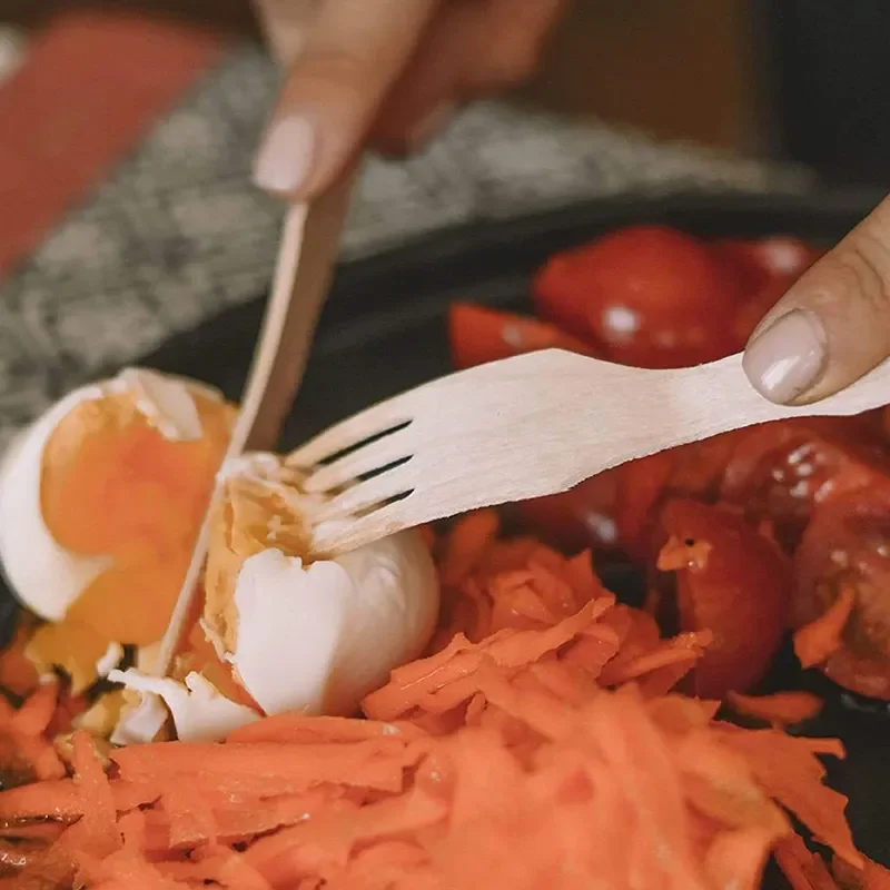 biodegradable natural wooden salad server disposable take away small plain mini disposable wooden forks