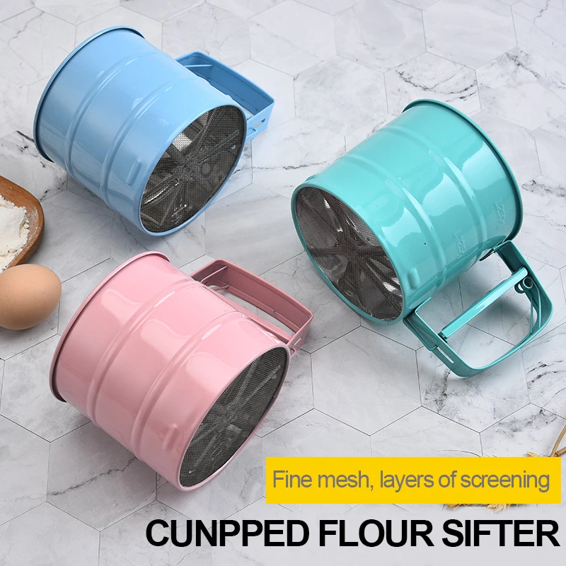 Kingwise Wholesale Kitchen Baking Tools DIY Pastry Bakery Gadget Flour Bolt Stainless Steel Flour Shaker Sifter with Handle