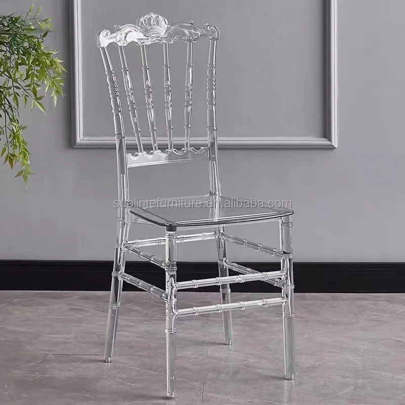 wholesale Factory Adult Rental Plastic Resin Clear Transparent Event Chair Chiavari Chair Phoenix Tiffany Napoleon Chair