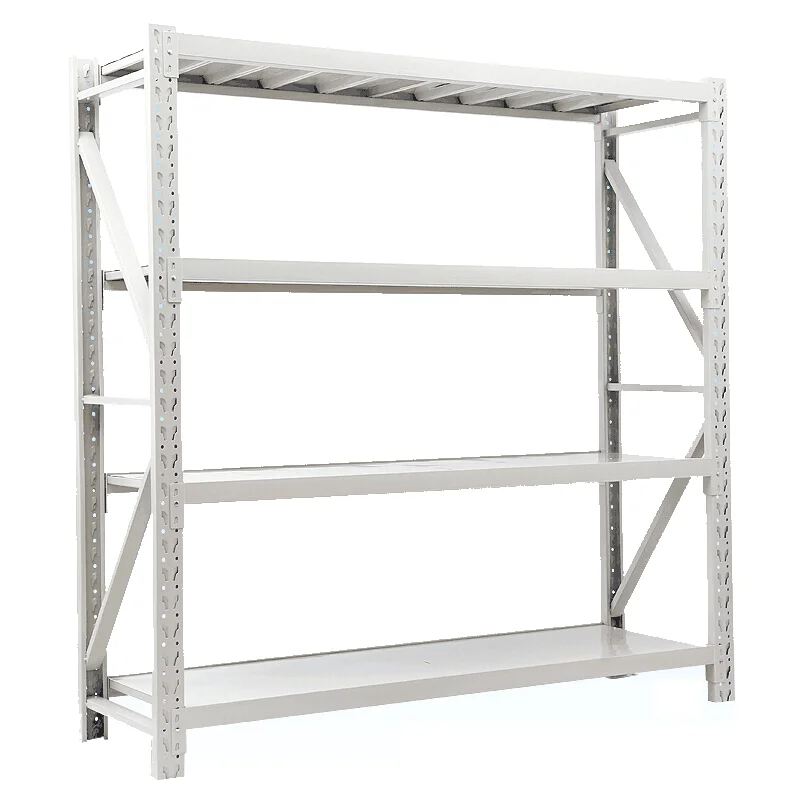 Fashion Box Shelves Steel Storage Rack For Warehouse Industrial Racking Equipment 4 Layers Boltless Rivet Shelf HJQ-204