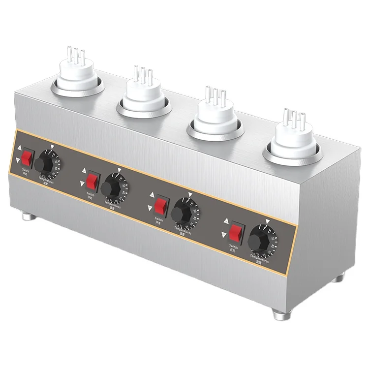 Electric Hot Cheese Chocolate Soy Sauce Heater 4 Bottles Dispenser Sauce Warmer