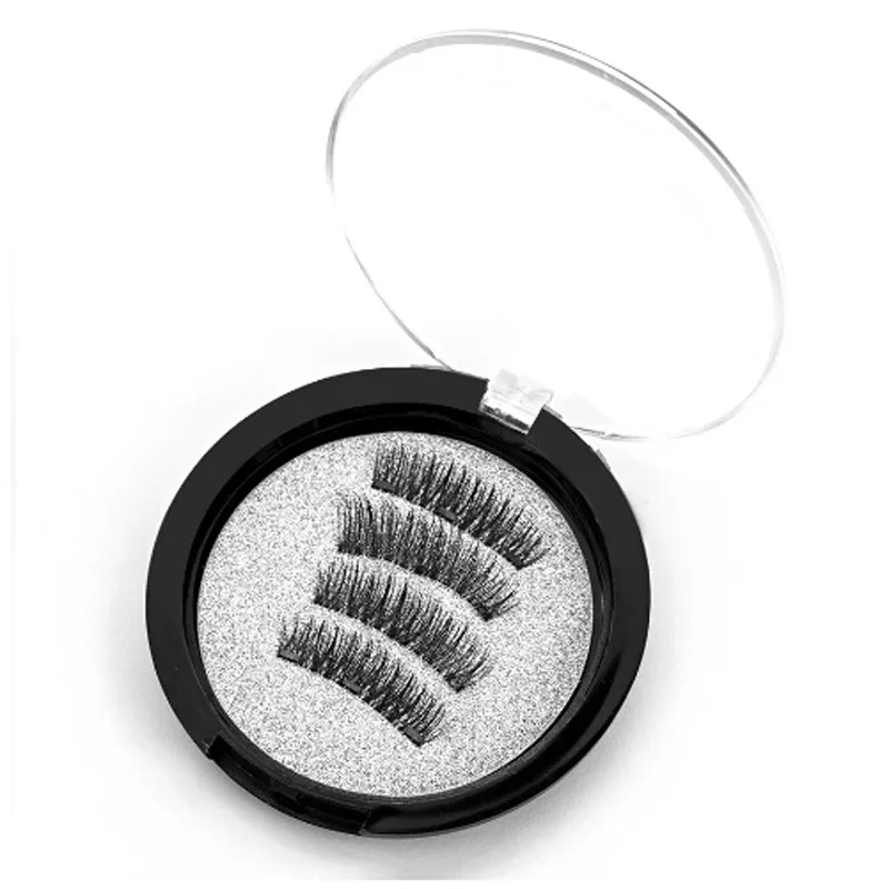 New magnetic eyelashes with 4 pieces magnets 3d wholesales lashes vendor silk eyelashes no need glue Magnetic Eyelashes Natural