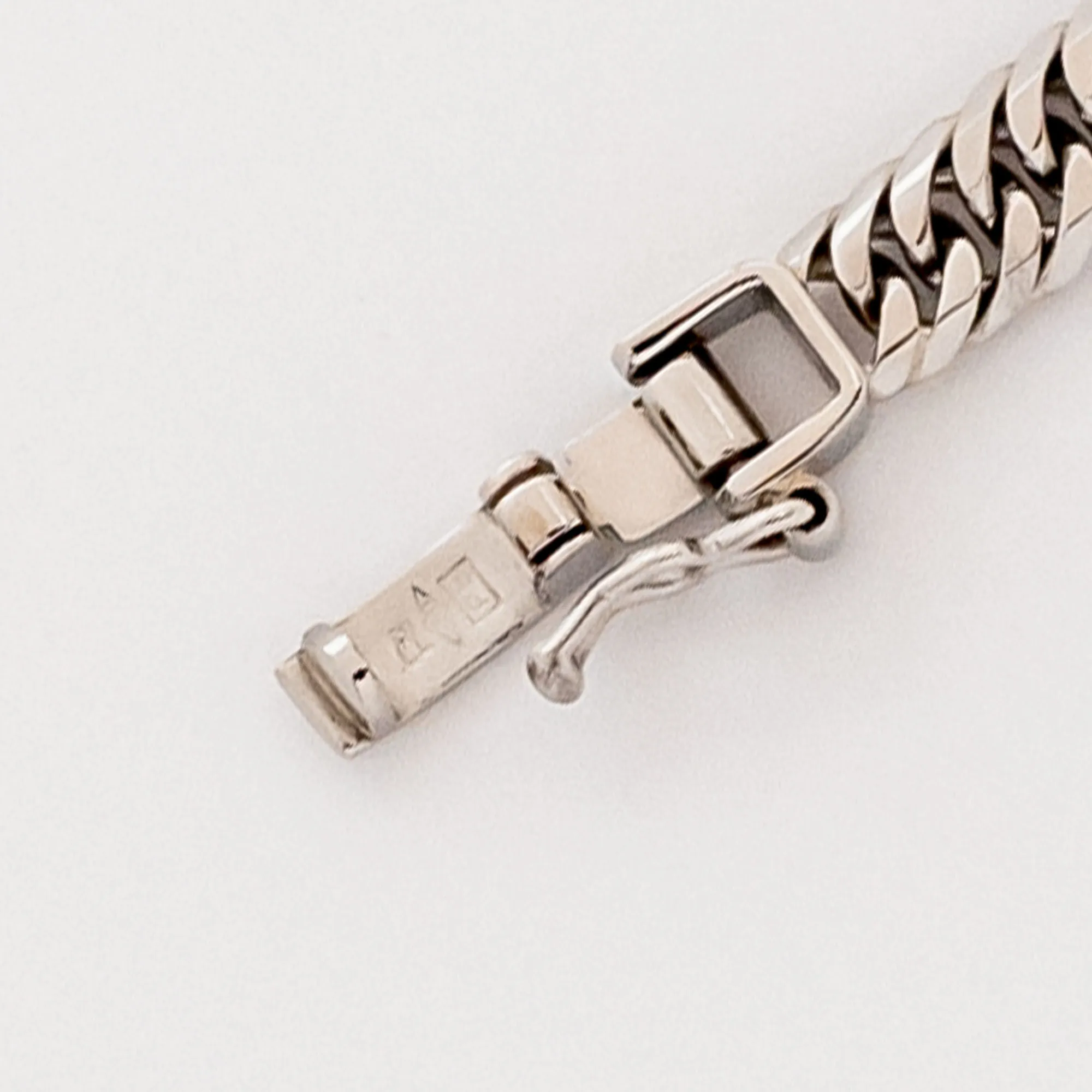 
Pt850 6 sides cut double curb chain 50cm 30g fine girls japanese necklace 