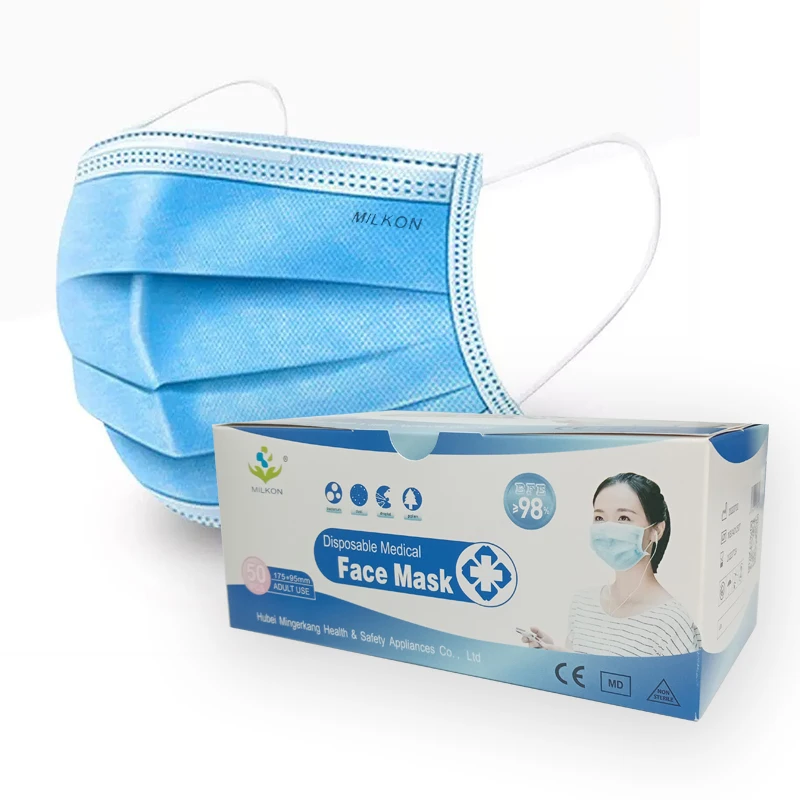 Wholesale Disposable Non Woven Earloop Mask Face Mask Surgical Face Mask 3 Ply Medical Use Dustproof Anti-Water