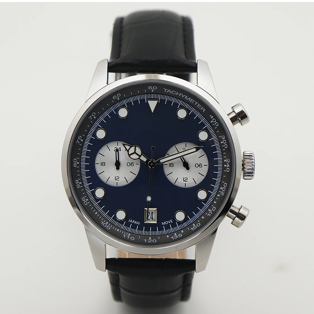 Swiss super luminous 5ATM waterproof genuine leather Japanese movement man high quality 316L stainless steel watch